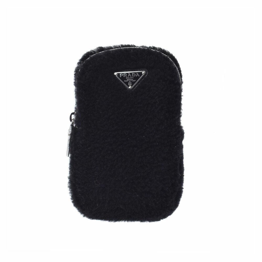 Prada Black Shearling Mouton Shoulder Bag